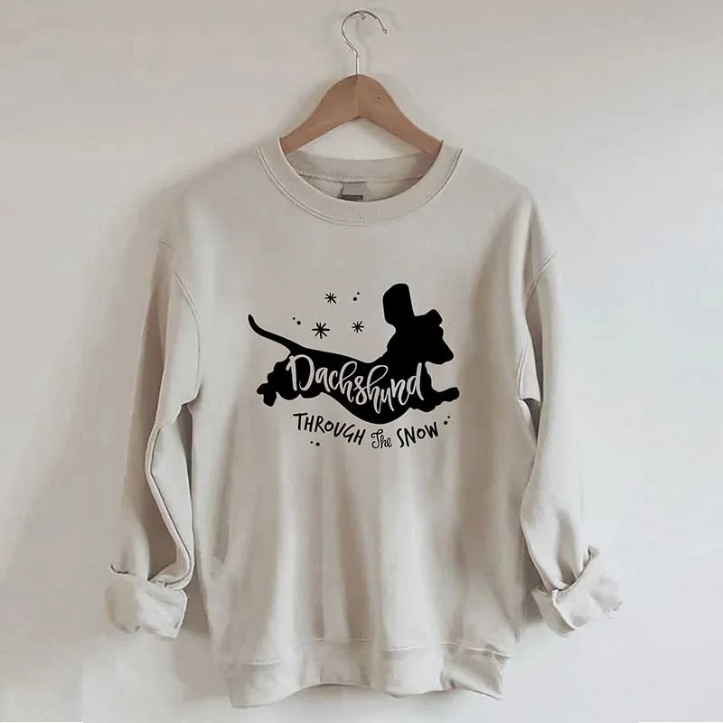 short sweatshirts camp cozy -Dachshund Christmas Through The Snow Sweatshirt