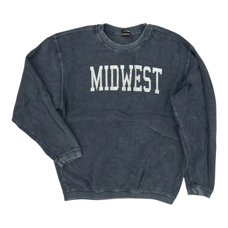 ribbed-canvas sweatshirts texture -Sweatshirt Crewneck By Clothes Mentor In Navy, Size:S