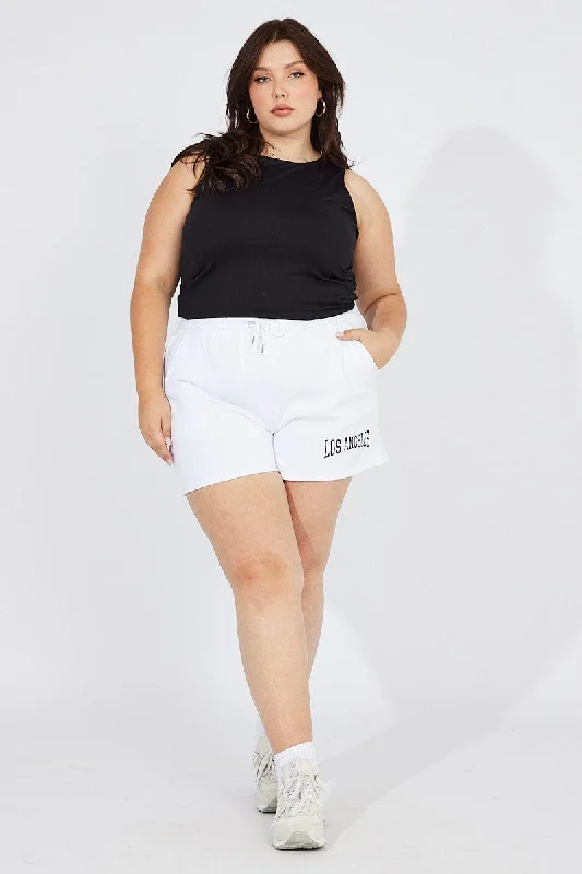 tidy calm skirts -White Track Shorts High Waist