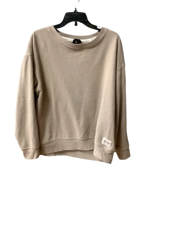 boucle-canvas sweatshirts cozy -Athletic Sweatshirt Crewneck By Calvin Klein In Tan, Size: L