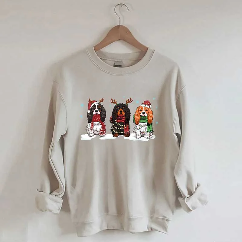 sweatshirts with bead patches -Cavalier King Charles Spaniel Christmas Sweatshirt