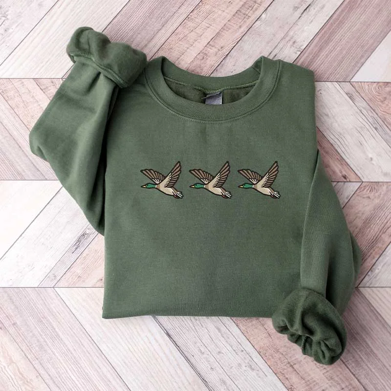 boucle-burlap sweatshirts plush warmth -Duck Animal Lover Sweatshirt