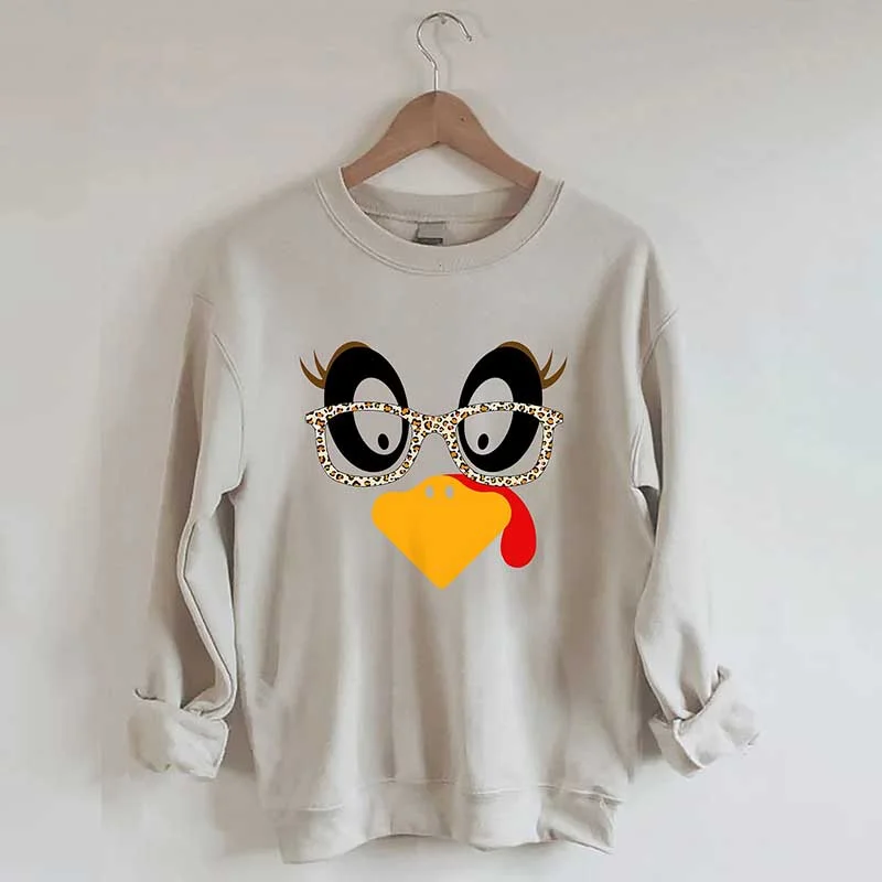 knit-tweed sweatshirts hybrid -Cute Turkey Fall Thanksgiving Sweatshirt