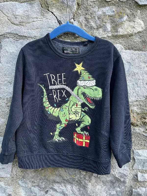 sweatshirts with lattice hem -Tree T-rex navy sweatshirt 4y (104cm)