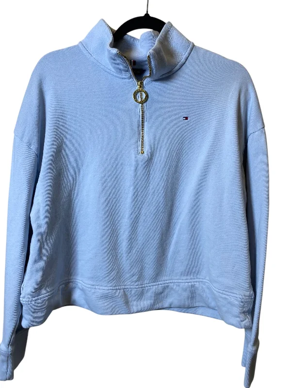 sweatshirts with bead logos -Sweatshirt Collar By Tommy Hilfiger In Aqua, Size: M