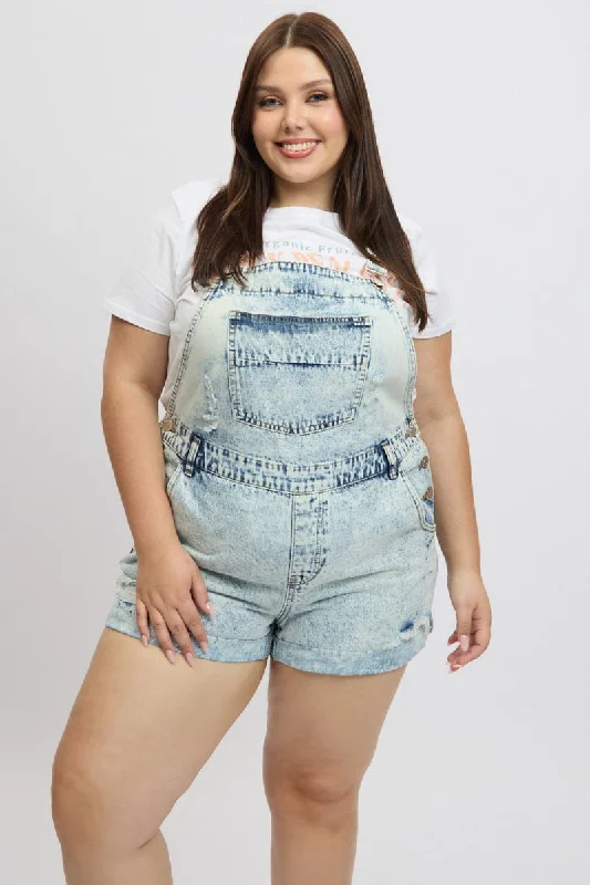 brick vivid skirts -Denim Overall Shorts