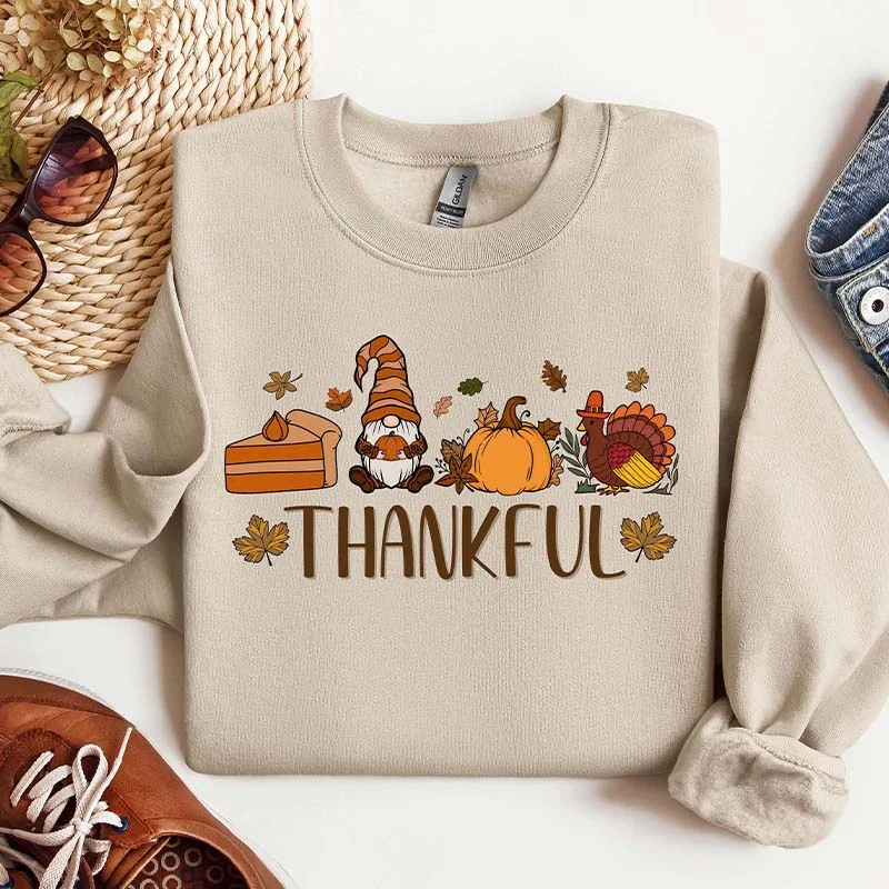 cotton-canvas sweatshirts soft -Thanksgiving Gnome Turkey Sweatshirt