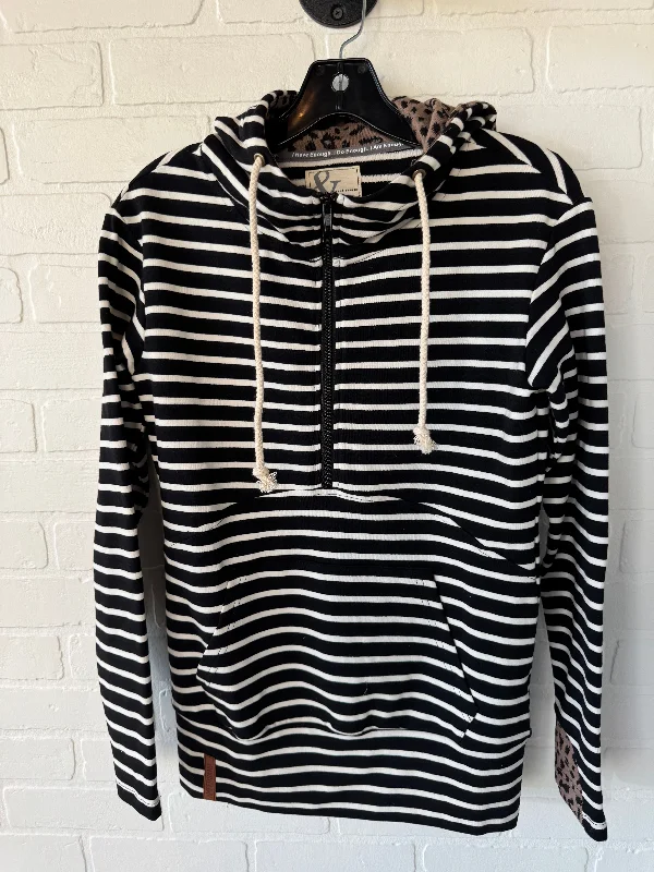 chevron-canvas sweatshirts dynamic -Sweatshirt Hoodie By ampersand ave In Black & White, Size: Xs