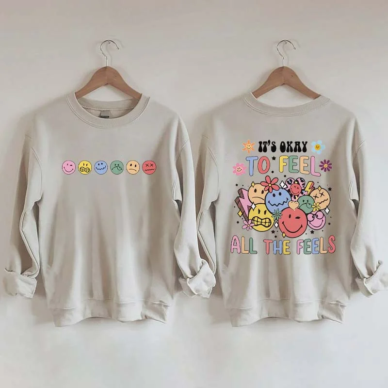 sweatshirts with bronze logos -It's Okay To Feel All The Feels Speech Therapy Sweatshirt