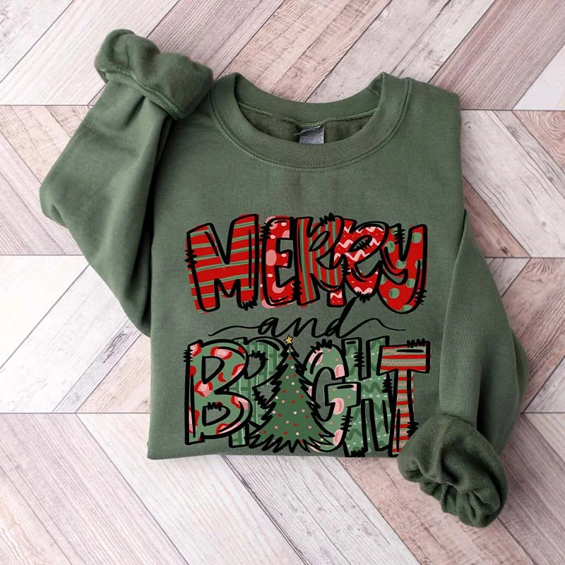 sweatshirts men trail cord -Merry and Bright Christmas Sweatshirt