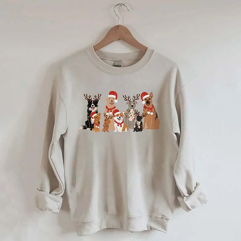 cotton-tweed sweatshirts soft -Dog Christmas Sweatshirt