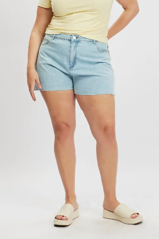 soft vivid skirts -Denim Relaxed Shorts High Rise