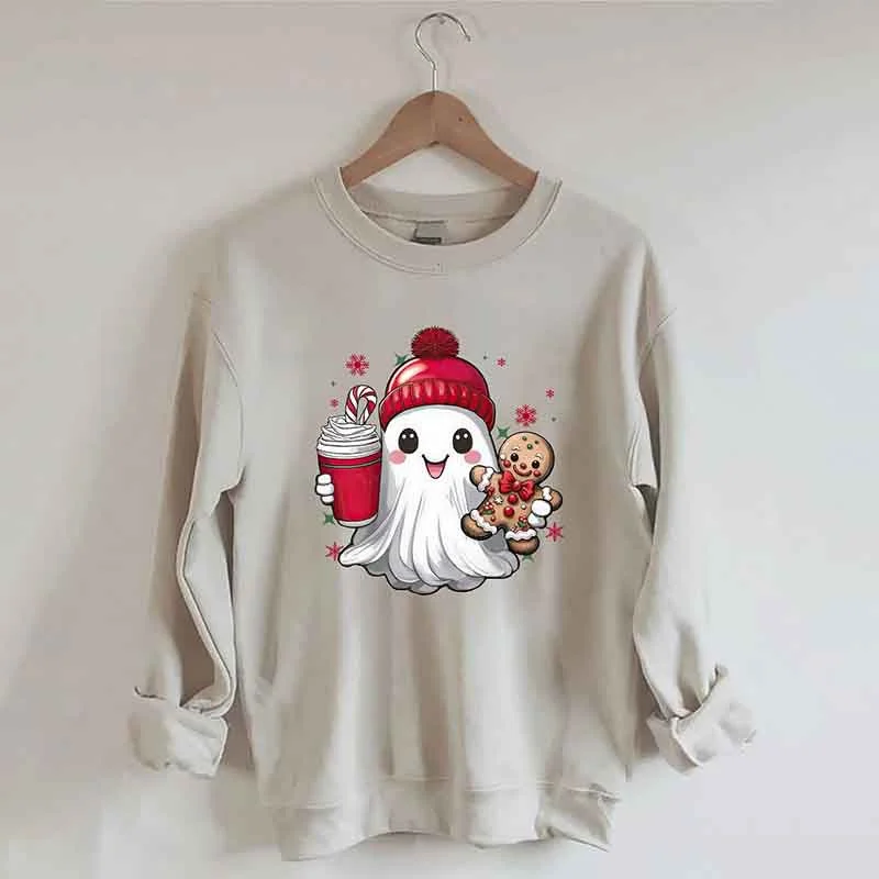 sweatshirts men ridge weave -Cute Christmas Ghost Sweatshirt