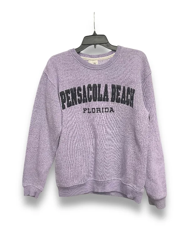 tweed-burlap sweatshirts luxe -Sweatshirt Crewneck By Clothes Mentor In Purple, Size: M