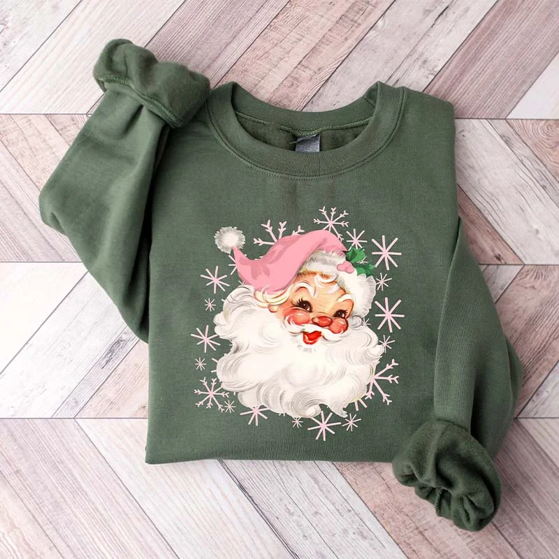 sweatshirts women dusk cedar -Pink Santa Hat Classic Christmas Sweatshirt