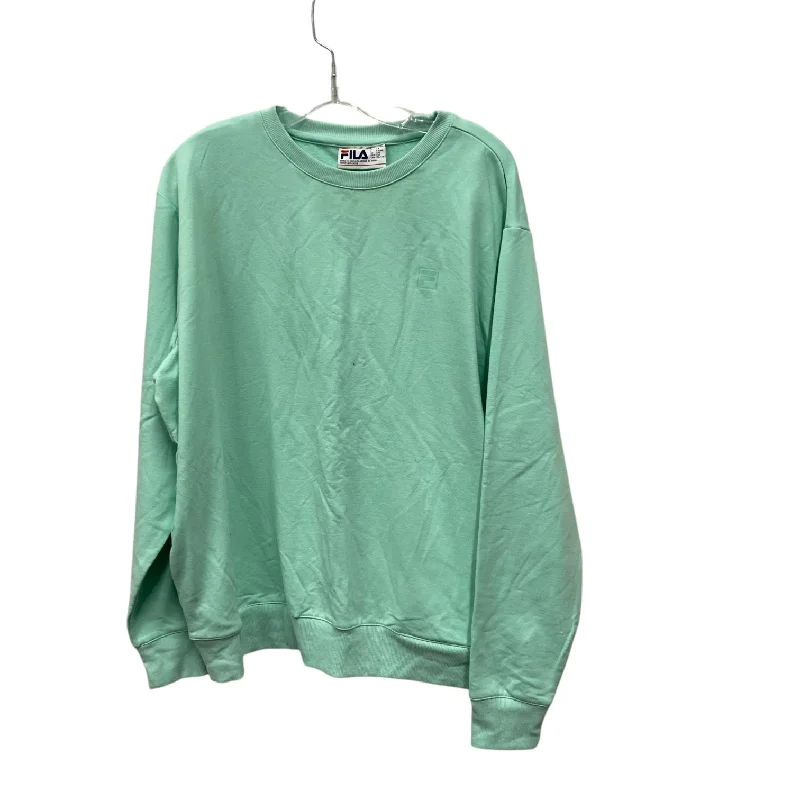 sweatshirts with twisted hem -ATHLETIC SWEATSHIRT CREWNECK by FILA In GREEN, Size: 1X