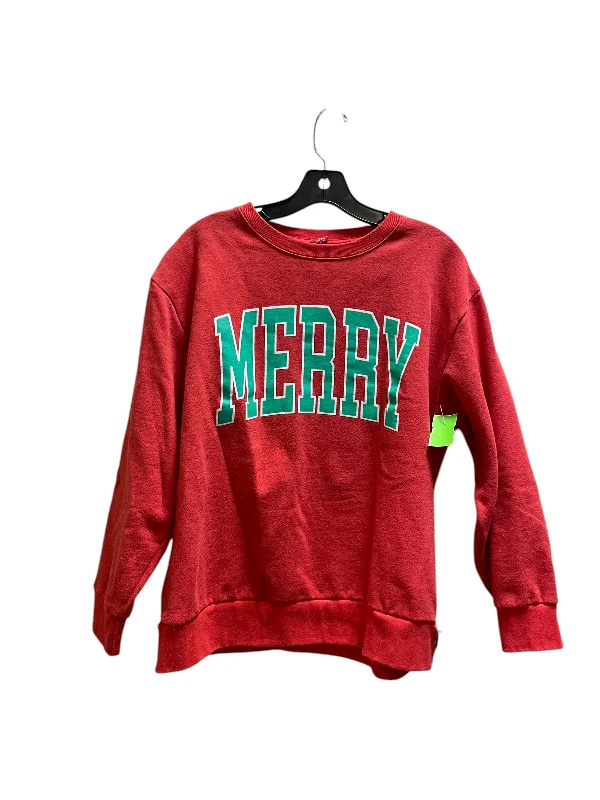 velvet-canvas sweatshirts plush -Sweatshirt Crewneck By Clothes Mentor In Red, Size: M