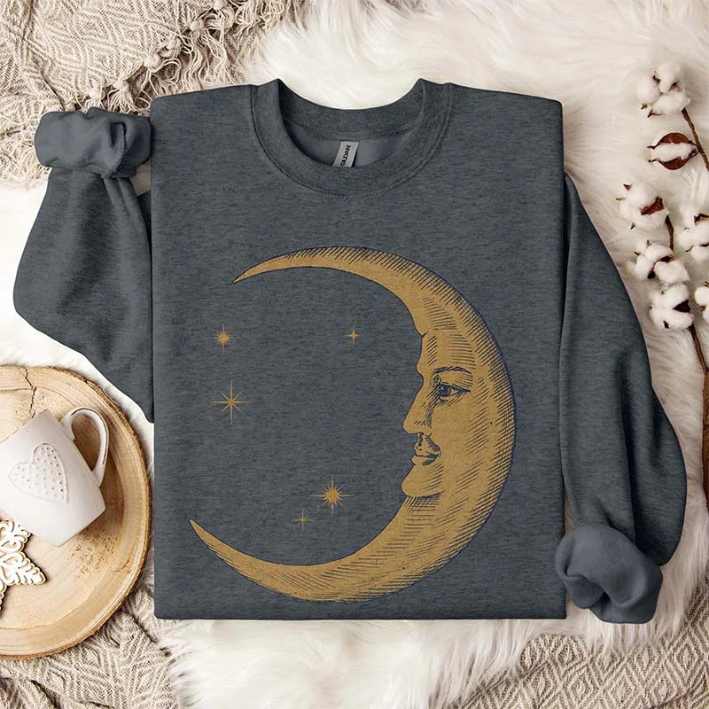 short sweatshirts camp layer -Boho Moon Goth Sweatshirt