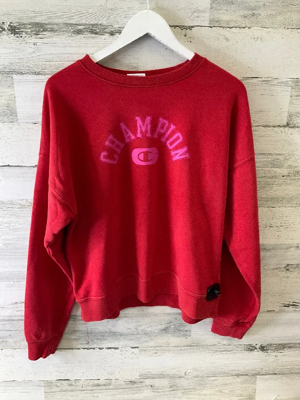 mosaic-tweed sweatshirts bold -Sweatshirt Crewneck By Champion In Orange, Size: M