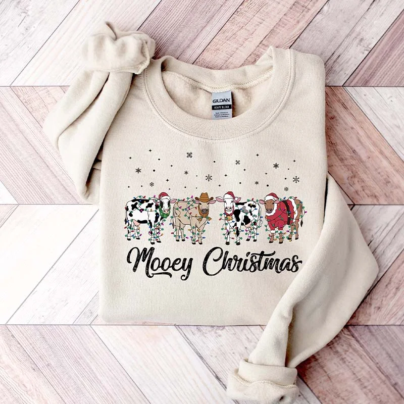 sweatshirts men ridge weave -Christmas Cow Sweatshirt