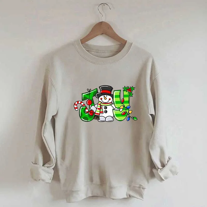 sweatshirts with agate patches -Christmas Snowman  Lights Sweatshirt