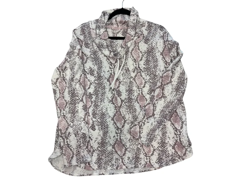 sweatshirts with spliced hem -Sweatshirt Collar By Calvin Klein In Snakeskin Print, Size: L