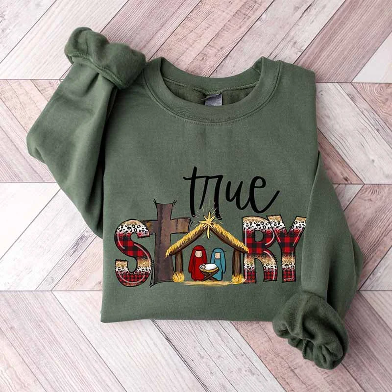 sweatshirts women soft amber -True Story Nativity Sweatshirt