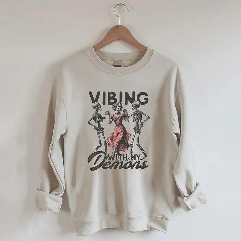 tweed-cotton sweatshirts luxe -Vibing With My Demons Sweatshirt