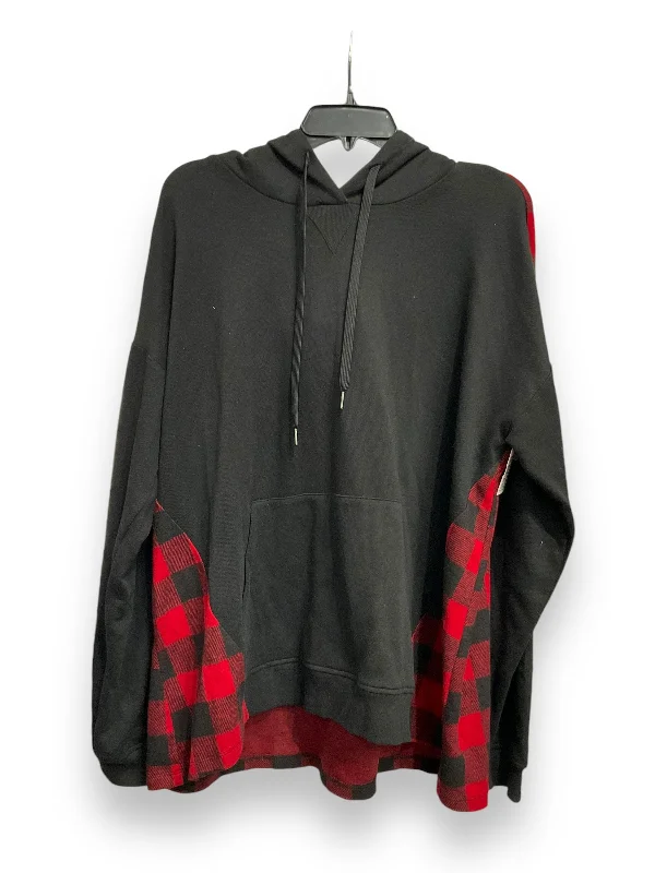 mosaic-canvas sweatshirts bold -Sweatshirt Hoodie By Cato In Black & Red, Size: Xl