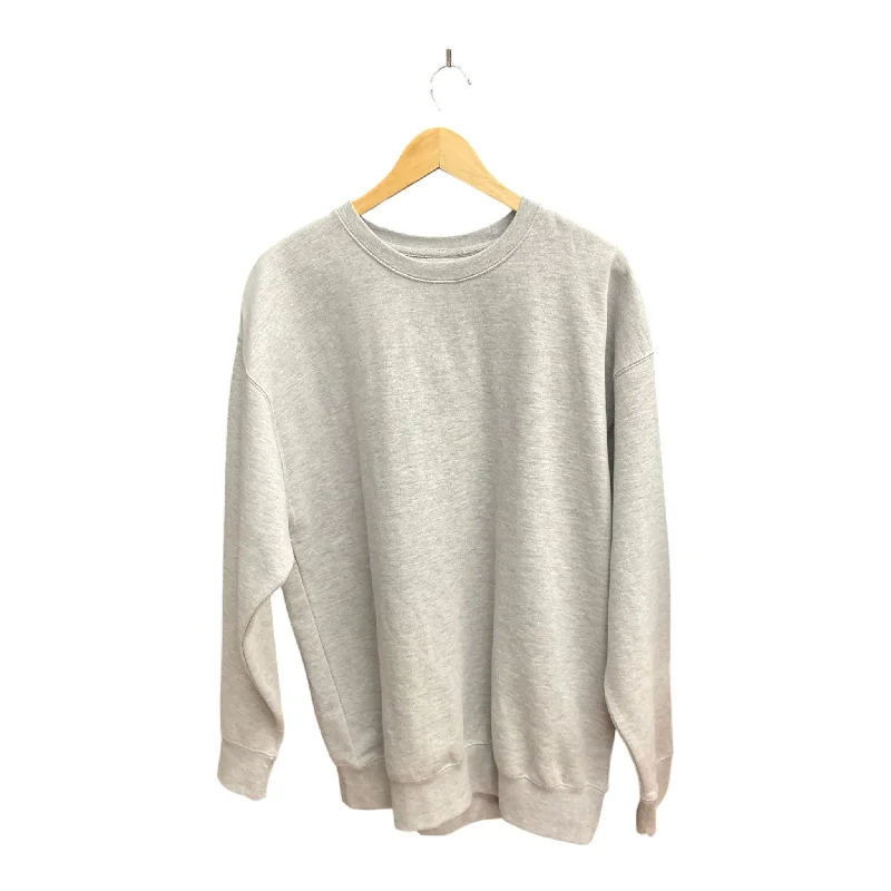 sweatshirts with spliced hem -Sweatshirt Collar By Clothes Mentor In Grey, Size: L