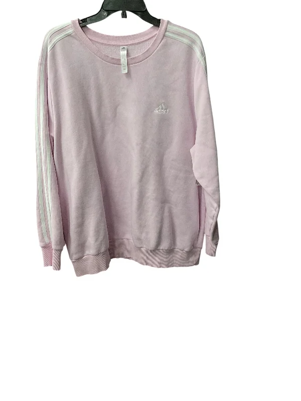 cotton-canvas sweatshirts soft -Sweatshirt Collar By Adidas In Pink, Size: 2x