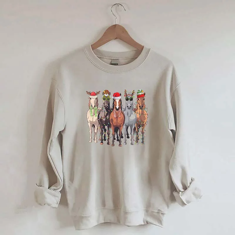 basalt sweatshirts dark shine -Horses Merry Christmas Sweatshirt