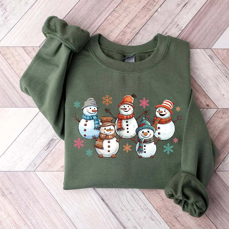 saffron sweatshirts vibrant hue -Christmas Snowman Sweatshirt