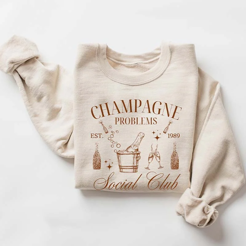 clove sweatshirts rich hue -Champagne Problems Social Club Sweatshirt