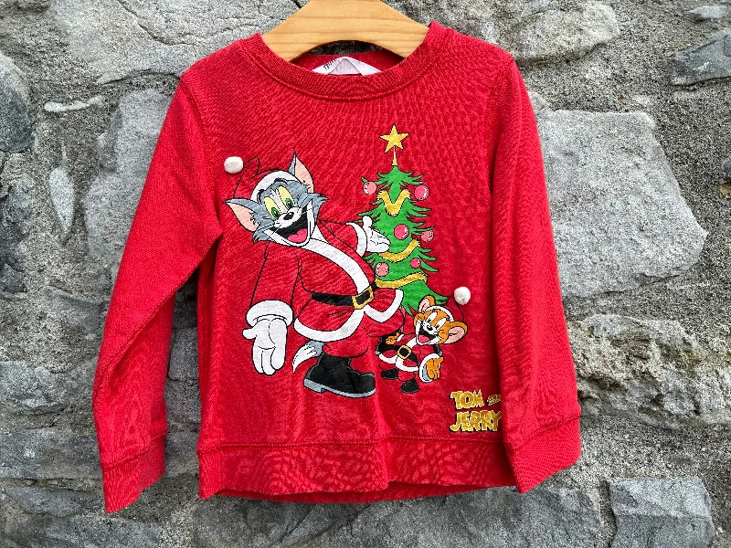 wool-canvas sweatshirts warm -Tom&Jerry Christmas sweatshirt  3-4y (98-104cm)