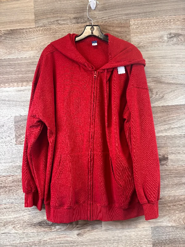 saffron sweatshirts vibrant tone -Sweatshirt Hoodie By Old Navy In Red, Size: M