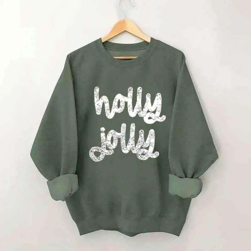 velvet-canvas sweatshirts plush -Holly Jolly Christmas Sweatshirt