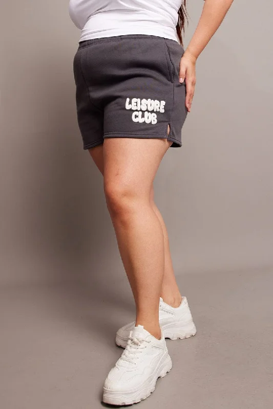 ruby snug skirts -Grey Track Shorts High Rise Elastic Waist