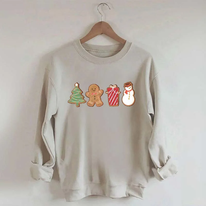 wool-tweed sweatshirts warm -Cute Gingerbread Christmas Cookies Sweatshirt