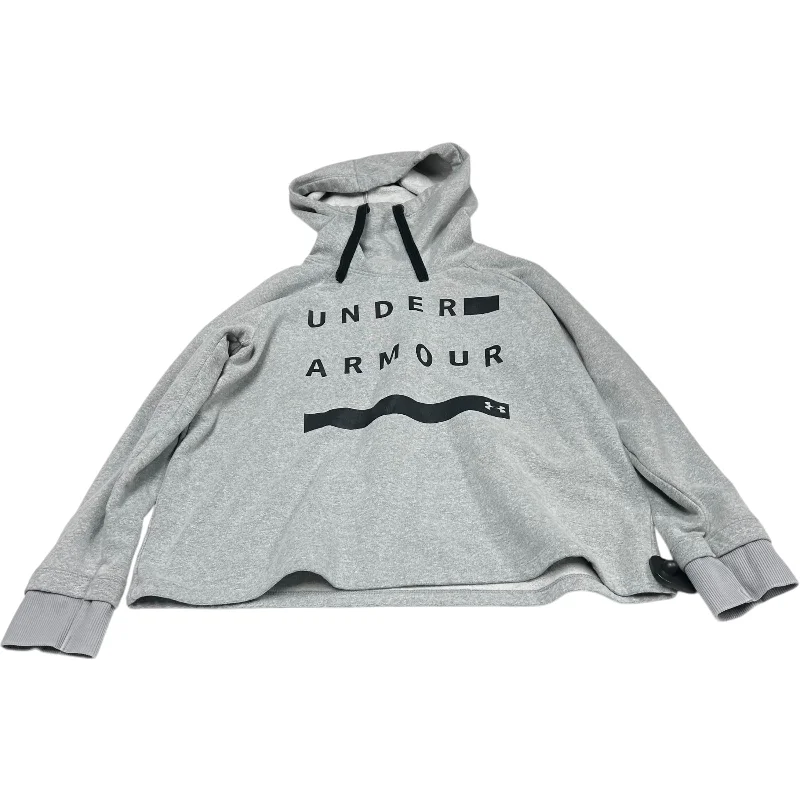 ribbed-tweed sweatshirts texture -Athletic Sweatshirt Hoodie By Under Armour In Grey, Size: L