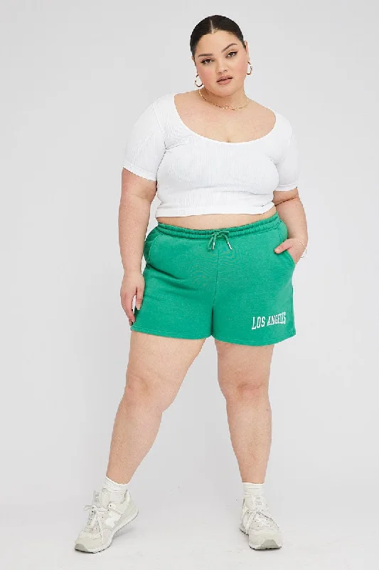 ocean airy skirts -Green Track Shorts High Waist