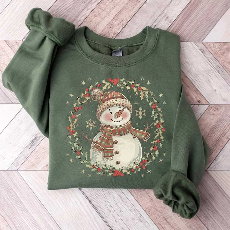 sweatshirts with shell logos -Cute Winter Christmas Snowman Sweatshirt