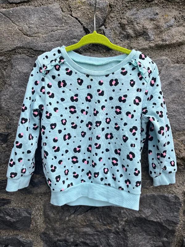 ombre-fleece sweatshirts soft blend -Blue leopard print sweatshirt   2-3y (92-98cm)