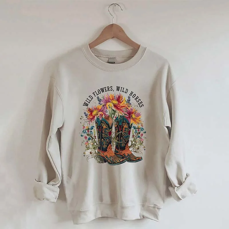 mosaic-tweed sweatshirts bold -Wild Flowers Wild Horses Sweatshirt