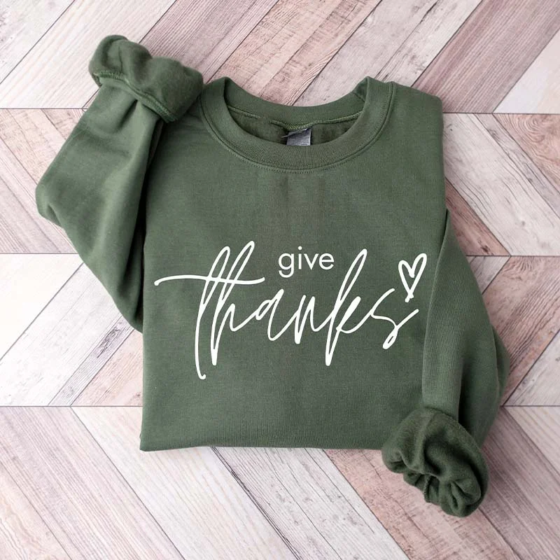 linen-tweed sweatshirts airy -Give Thanks Family Thanksgiving Sweatshirt