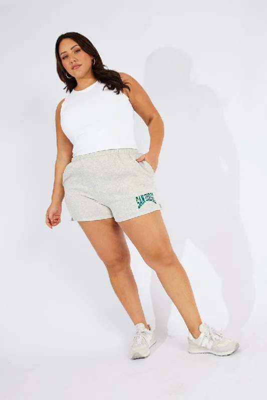 club sleek skirts -Grey Track Shorts High Waist