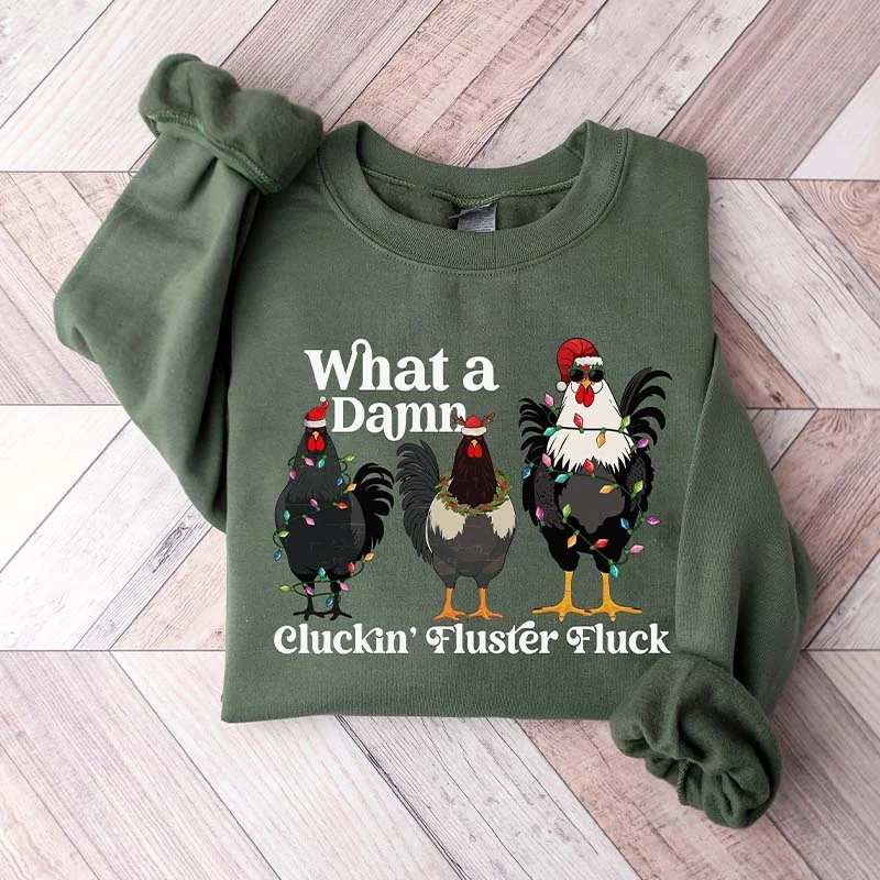 sweatshirts men trail splice -Funny Christmas Chicken Sweatshirt