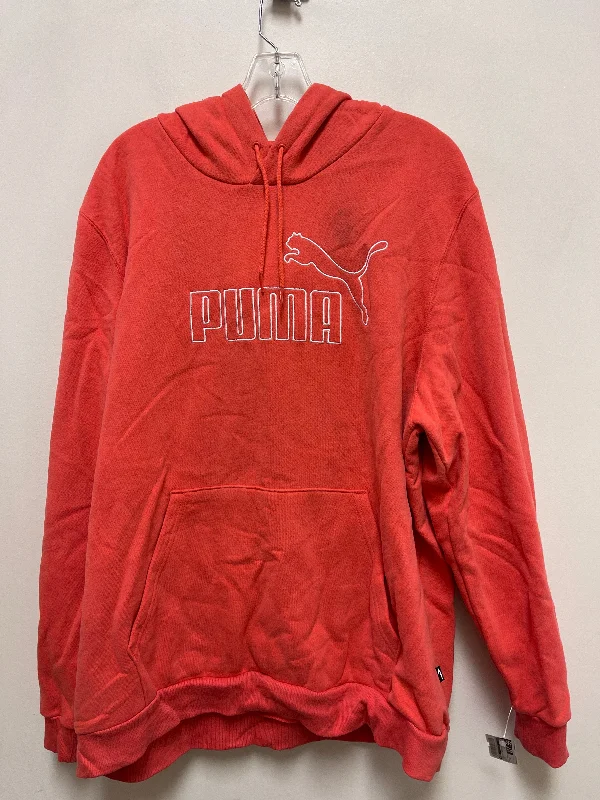 tweed-burlap sweatshirts luxe -Athletic Sweatshirt Hoodie By Puma In Coral, Size: 2x