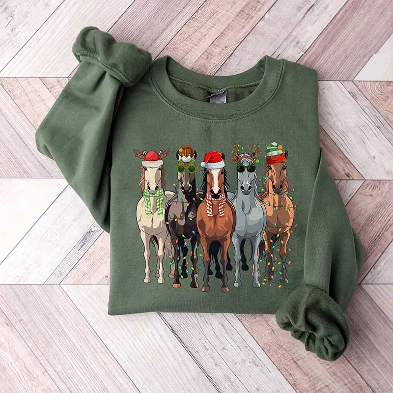 sweatshirts men ridge weave -Horse Lover Christmas Funny Holiday Sweatshirt