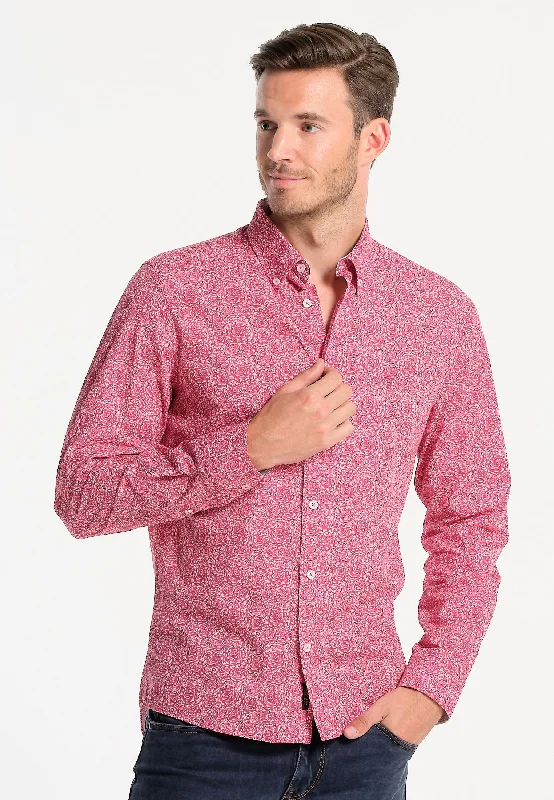 maternity flare t-shirts -Chemise homme fuchsia avec micro-fleurs